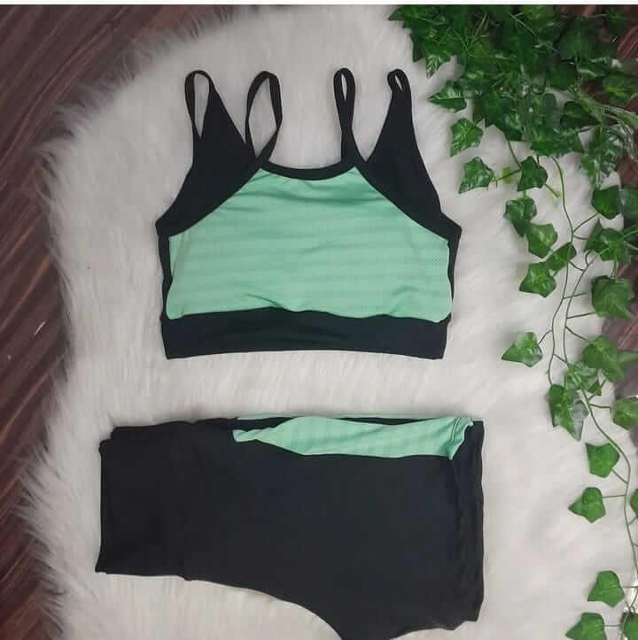 Conjunto Top e Short Preto/Verde